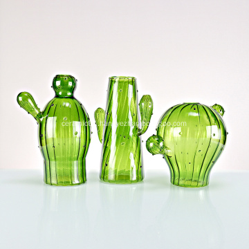 Glass Cactus Vases set